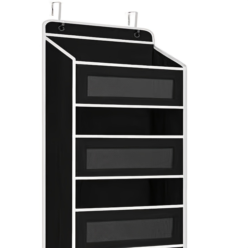 Storage Marvel in Black & Gray — 3-Tier Over-the-Door Organizer with 3 Large Pockets. Sturdy and Anti-Tip Design for Strong Load-Bearing. A Neat Solution for Bedroom, Bathroom & Storage Room.(BLACK) - Image 1