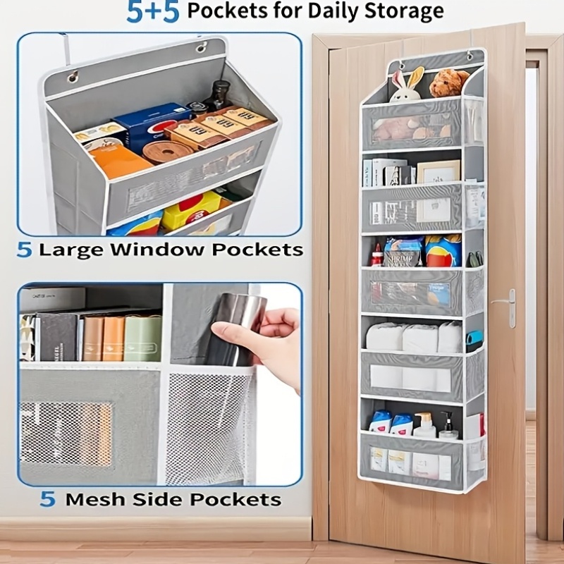 Storage Marvel in Black & Gray — 3-Tier Over-the-Door Organizer with 3 Large Pockets. Sturdy and Anti-Tip Design for Strong Load-Bearing. A Neat Solution for Bedroom, Bathroom & Storage Room.(BLACK) - Image 7