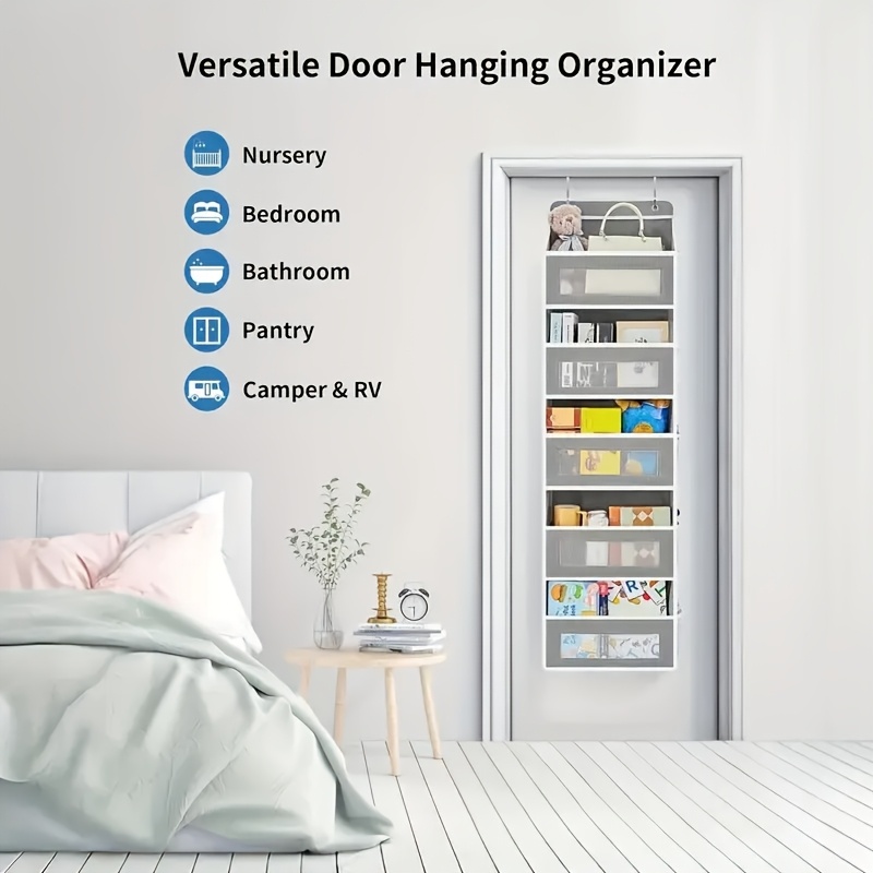 Storage Marvel in Black & Gray — 3-Tier Over-the-Door Organizer with 3 Large Pockets. Sturdy and Anti-Tip Design for Strong Load-Bearing. A Neat Solution for Bedroom, Bathroom & Storage Room.(GREY)) - Image 4