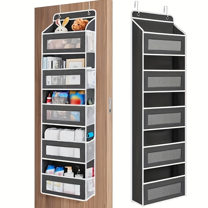 Storage Marvel in Black & Gray — 5-Tier Over-the-Door Organizer with 5 Large Pockets. Sturdy and Anti-Tip Design for Strong Load-Bearing. A Neat Solution for Bedroom, Bathroom & Storage Room.（BLACK） - Image 1