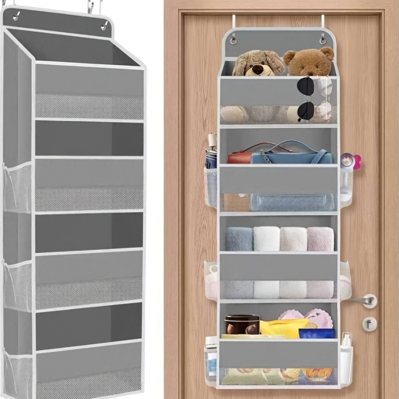 Storage Marvel in Black & Gray — 5-Tier Over-the-Door Organizer with 5 Large Pockets. Sturdy and Anti-Tip Design for Strong Load-Bearing. A Neat Solution for Bedroom, Bathroom & Storage Room.（GREY） - Image 1