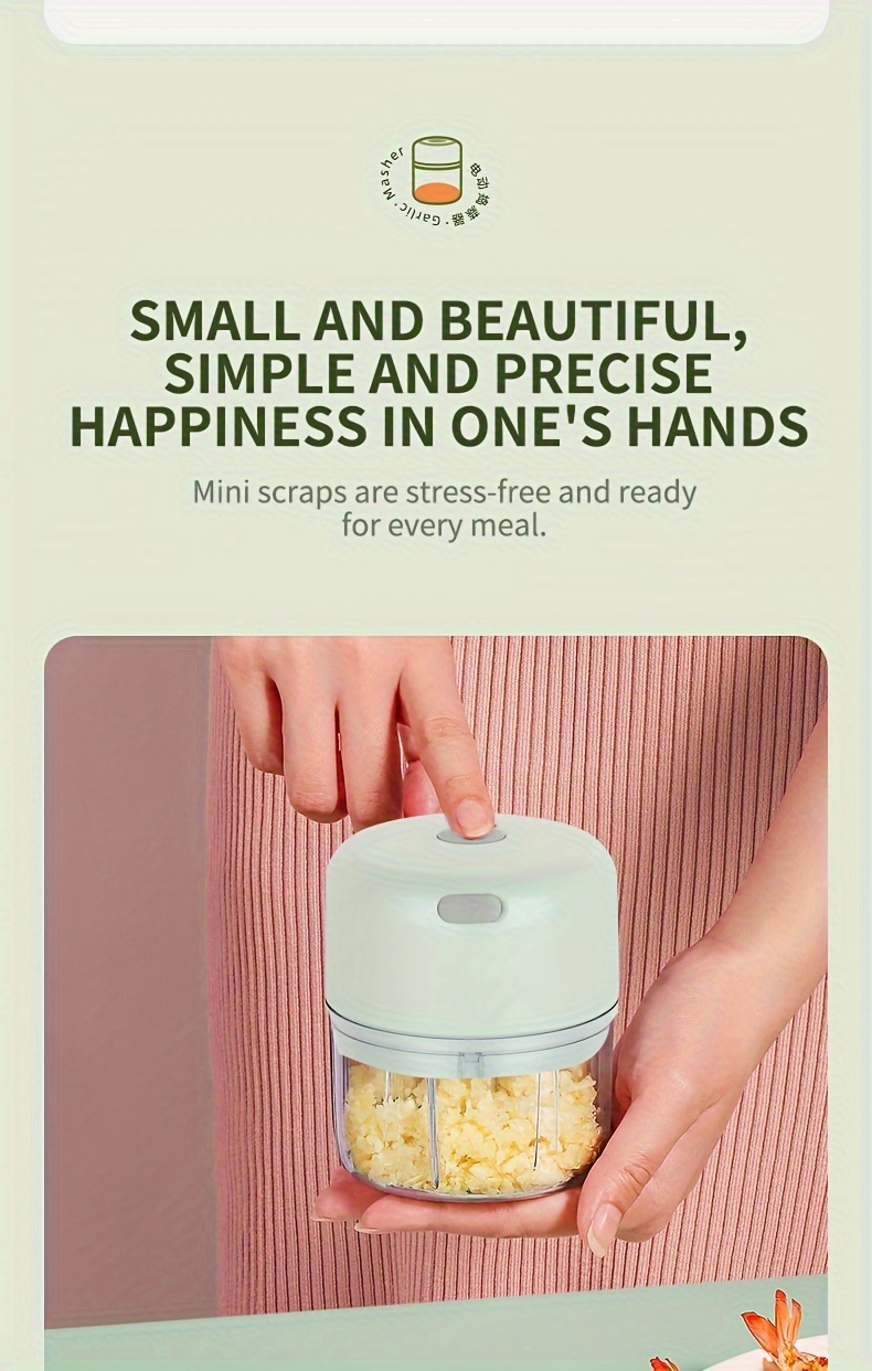 PINK Mini Electric Garlic Chopper, Meat Grinder, and Vegetable Chopper, USB Rechargeable Mini Food Blender, Efficient Small Food Processor, Suitable for Ginger, Chili, Fruits, and Meat - Image 7