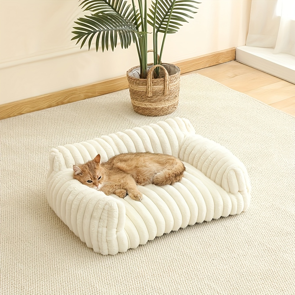 GREY Comfortable Cat Sofa, Cute and Soft Cat Bed, Cat House Breathable Cat Sleeping Basket, Suitable for Large, Medium, and Small Cats for Year-Round Sleeping Use, Cozy Pet Bed, Cat Furniture, Modern Pet Furniture, Fashionable Cat Perch, Comfortably Fille - Image 5
