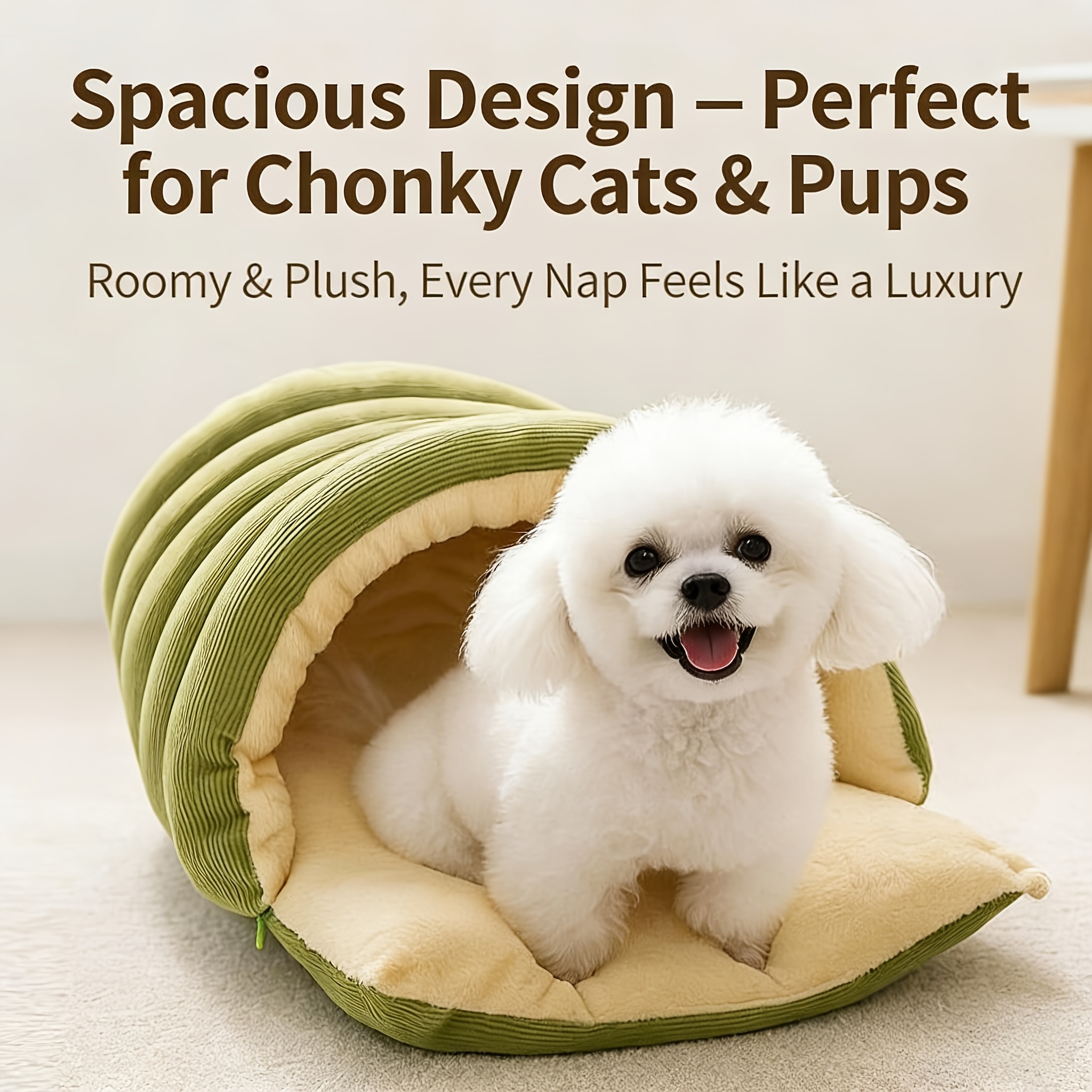 High-Elasticity Warm Cat Bed: 57×37×28cm Wrapped Design, Striped Fleece + Arctic Fleece Heat Retention, Removable & Washable（light purple） - Image 2