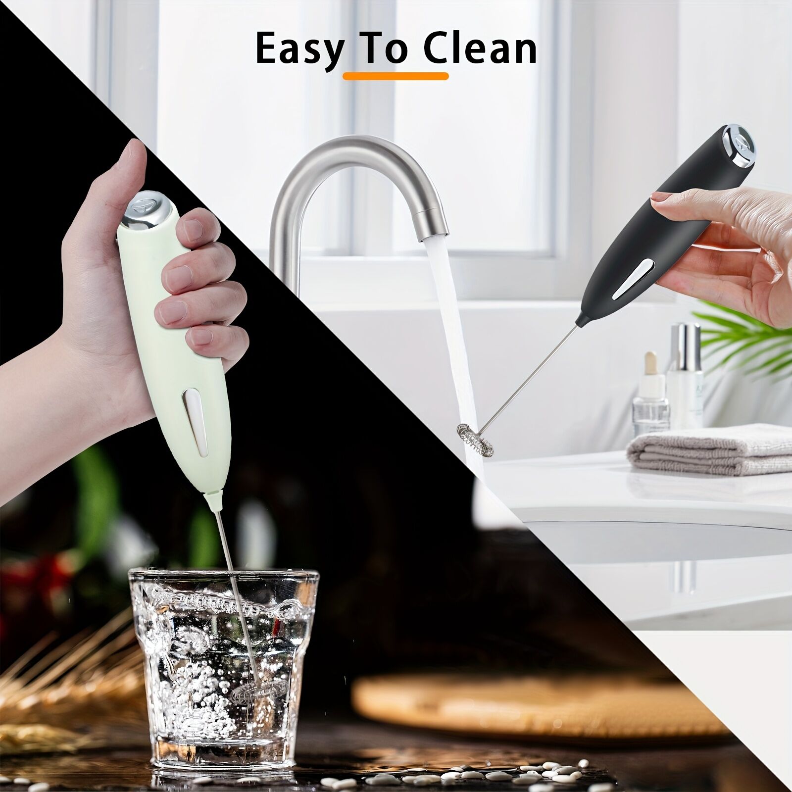 **Handheld Electric Frother | 10000 RPM Powerful Motor, One-Touch Start/Stop, Easily Froths, Mixes, and Blends – Your Kitchen Drink Essential Helper**WHITE - Image 1
