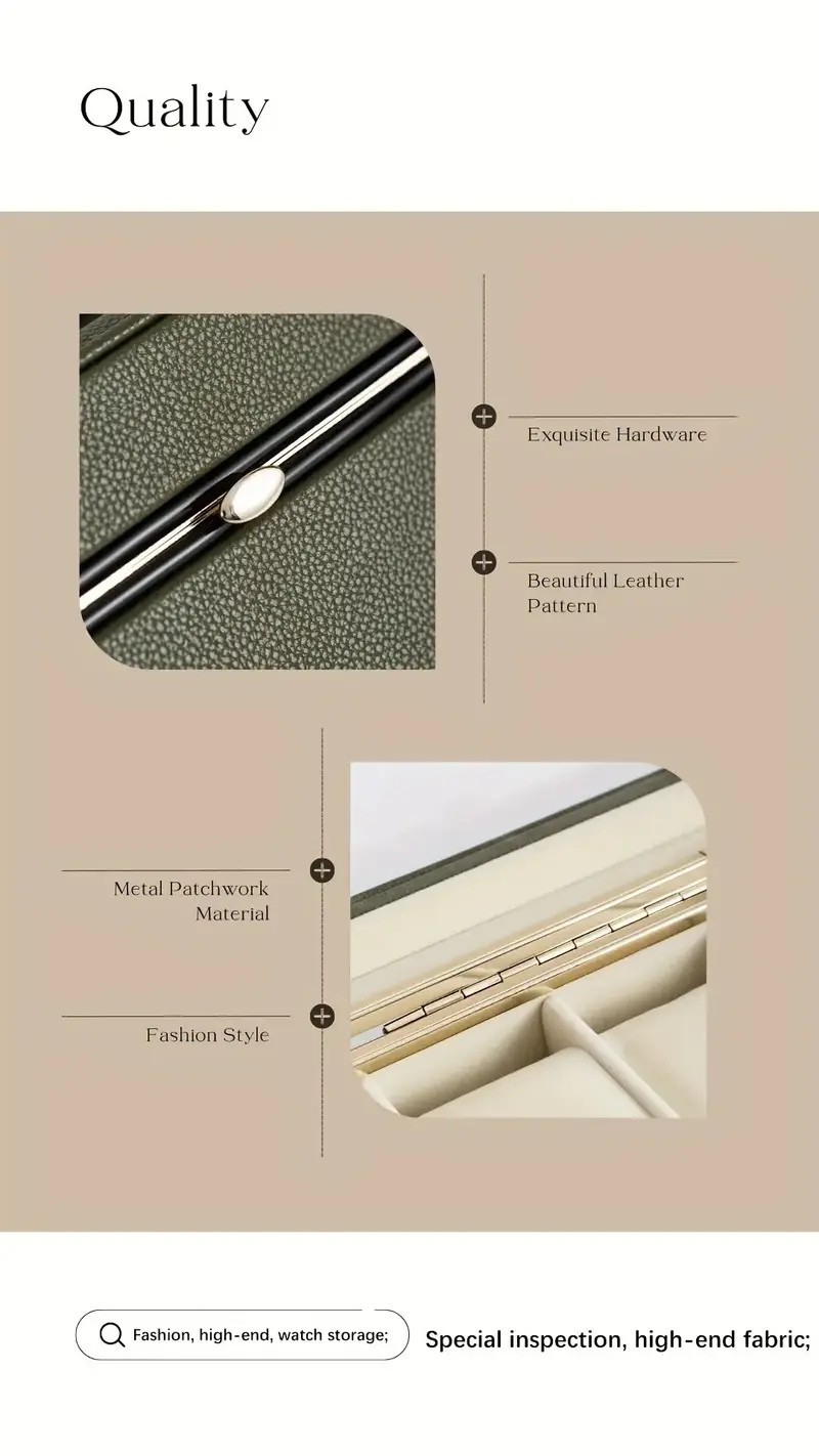 Luxury transparent-lid watch box with 6 fabric-lined compartments, portable and shockproof design, suitable for both men and women. Ideal for home, travel, or gifting—a refined storage solution for fine watches and jewelry. (White) - Image 8