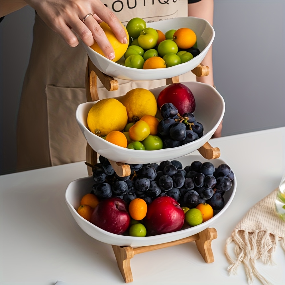 **Nordic-Style Two-Tier Extendable Fruit Tray | Creative Living Room Snack Stand, Adjustable Height, Anti-Slip Expandable Display Tray**(Green) - Image 3