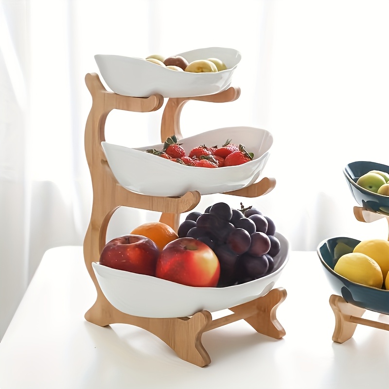 **Nordic-Style Two-Tier Extendable Fruit Tray | Creative Living Room Snack Stand, Adjustable Height, Anti-Slip Expandable Display Tray**(Green) - Image 4