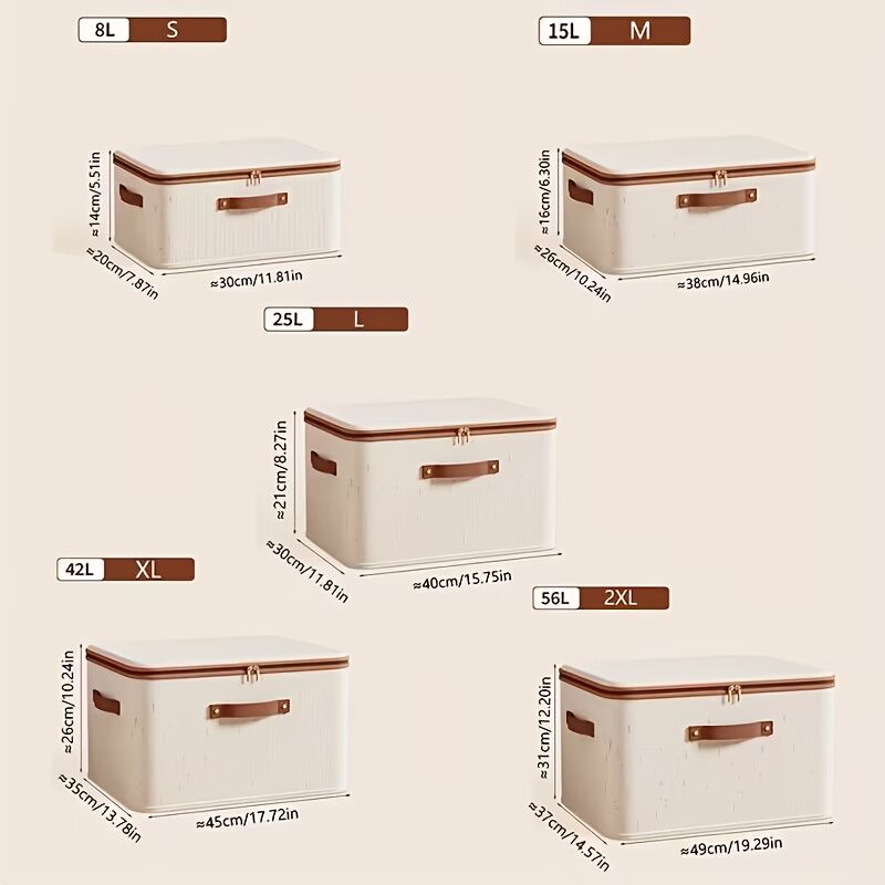 42L Double Zipper Storage Box with Faux Leather Handles | Large Capacity Lidded Basket, Perfect for Storing Clothes, Bedding, and Moving — Ideal for Bedrooms, Dorms, Studies, Wardrobes, Laundry Baskets, Shelf Bins, and Storage Racks. - Image 5