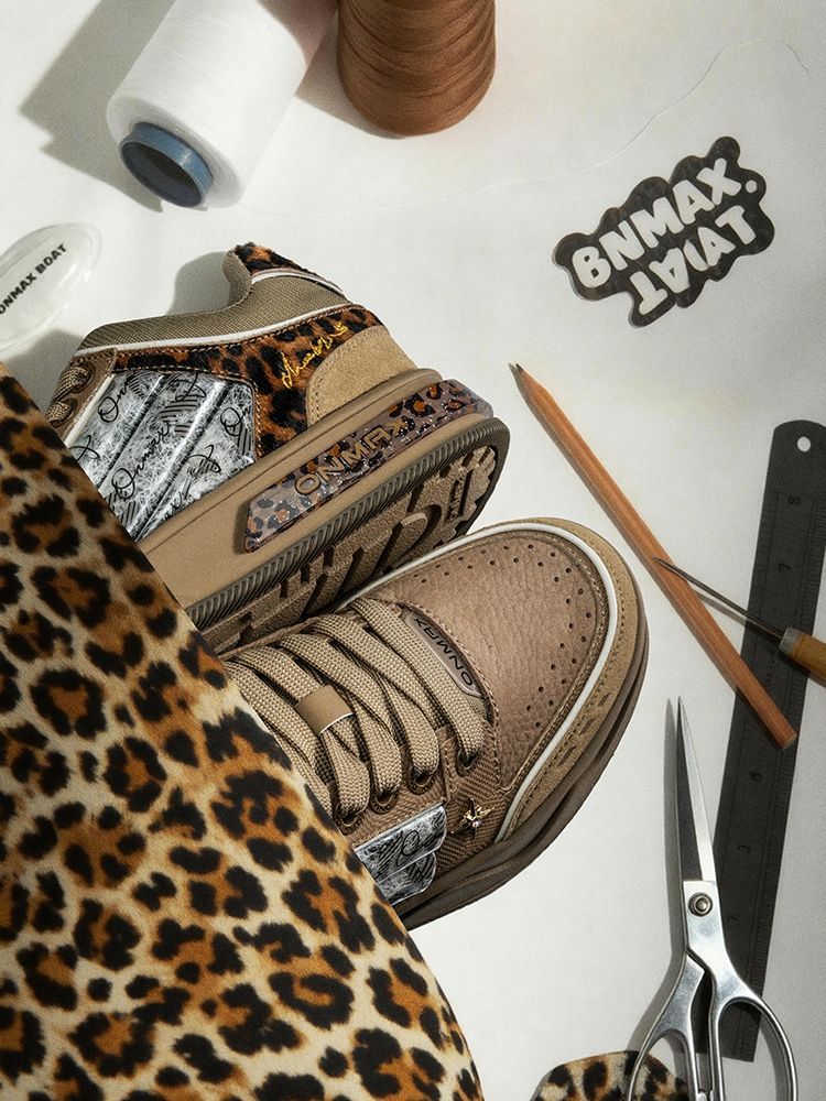 Leopard Print Sneakers Platform Chunky Shoes High-Top Casual Shoes Unisex - Leopard print brown - Size 6(AU6/EU37) - Image 2