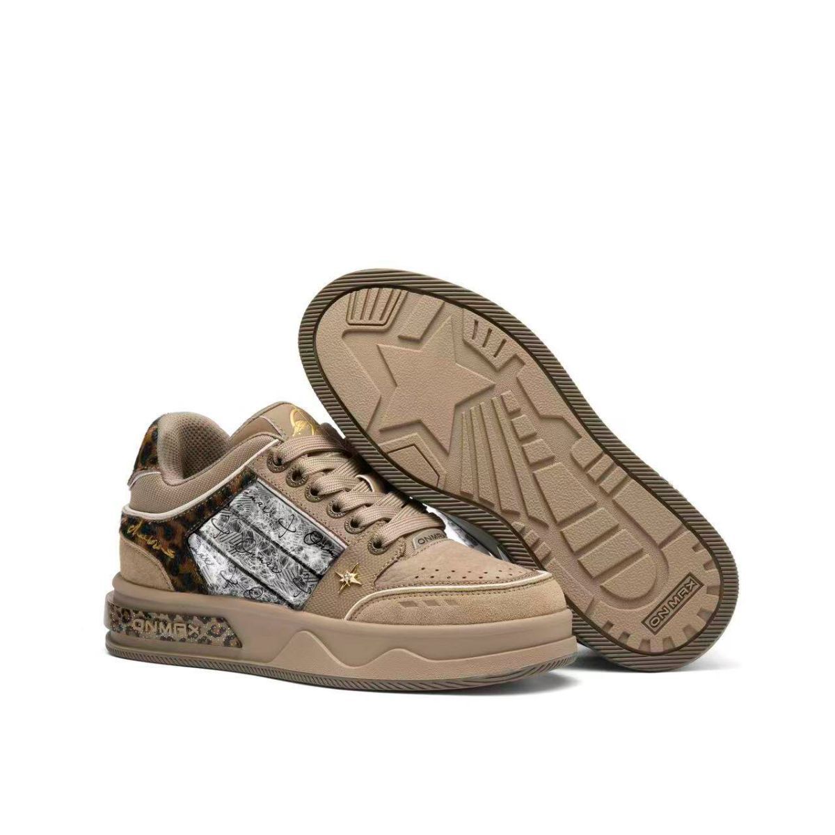 Leopard Print Sneakers Platform Chunky Shoes High-Top Casual Shoes Unisex - Leopard print brown - Size 7(AU7/EU38) - Image 1