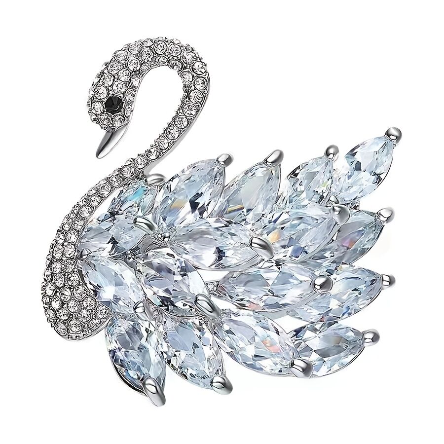 Purple  Crystal Swan Brooch with Premium Appeal – Secure Button Pin for Women, Dedicated Elegant Brooch, Stylish High-End Accessory Exquisitely Matched for Suits - Image 5