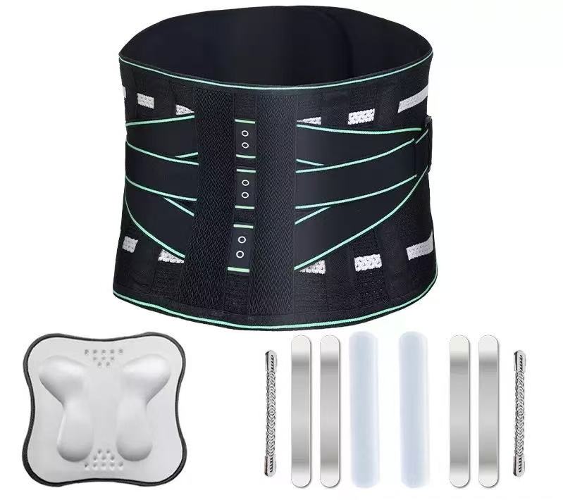 Lumbar Support Belt, featuring 8X Enhanced Lumbar Support, designed with a 3D massage pad, unisex back support strap, breathable and adjustable shoulder straps, available in green.（Size XL） - Image 1