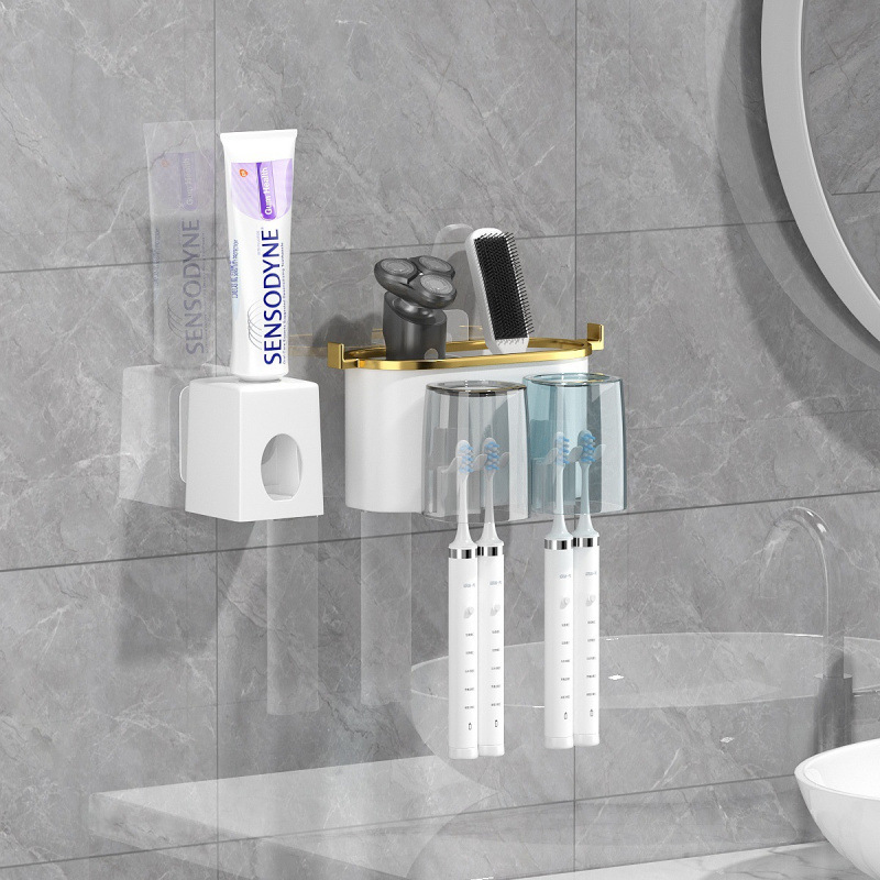 4-in-1 White(four people) Wall-Mounted Toothbrush Holder | Toothbrush Storage/Toothpaste Dispenser/Storage Shelf/Anti-Mildew Drainage - Bathroom Organization Upgrade - Image 7