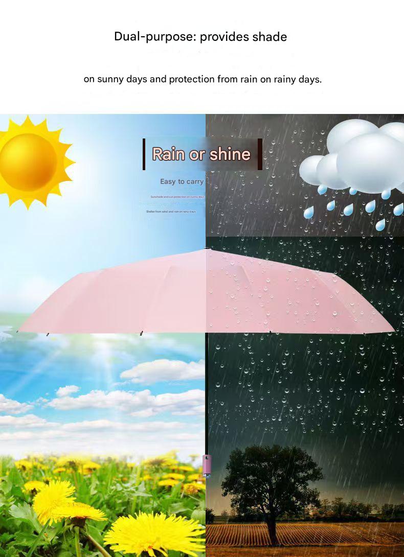 Wine Red Reinforced Black Coating Umbrella, featuring a 10-rib black steel frame for durability, approximately 106cm in diameter, lightweight and portable. Combines lotus-effect water repellency with strong UV protection, an ideal companion for 1–2 people - Image 2