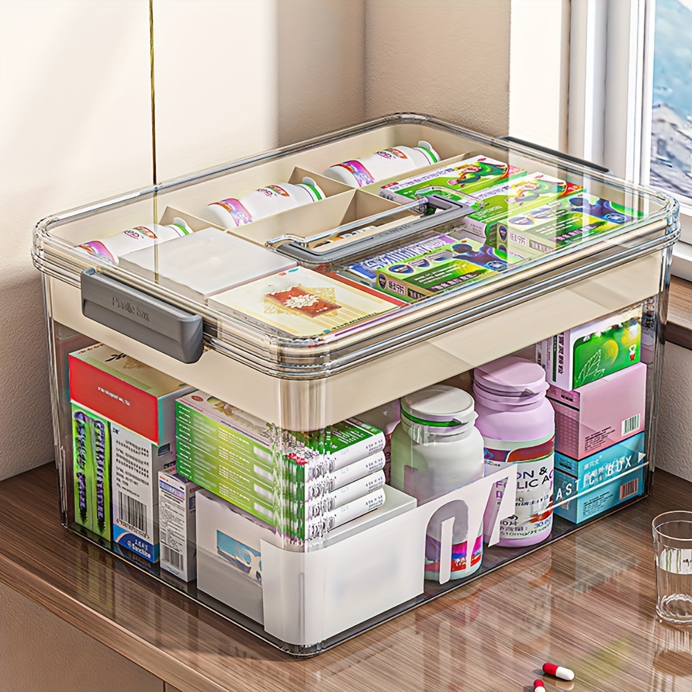 Multi-Layer Large Capacity Home Medicine Box｜Compartment Storage for Emergency & Backup, Shockproof Design for Quick, Hassle-Free Access（translucent gray） - Image 2