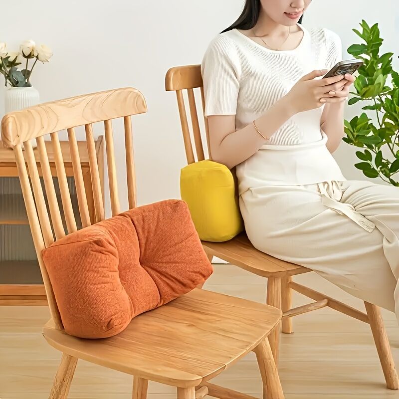 sunset orange**Cloud-Touch Chenille Multi-Function Lumbar Pillow: Supports Long-Hour Sitting, Removable & Washable Design, Gently Releases Pressure Every Day Like a Cloud** - Image 6