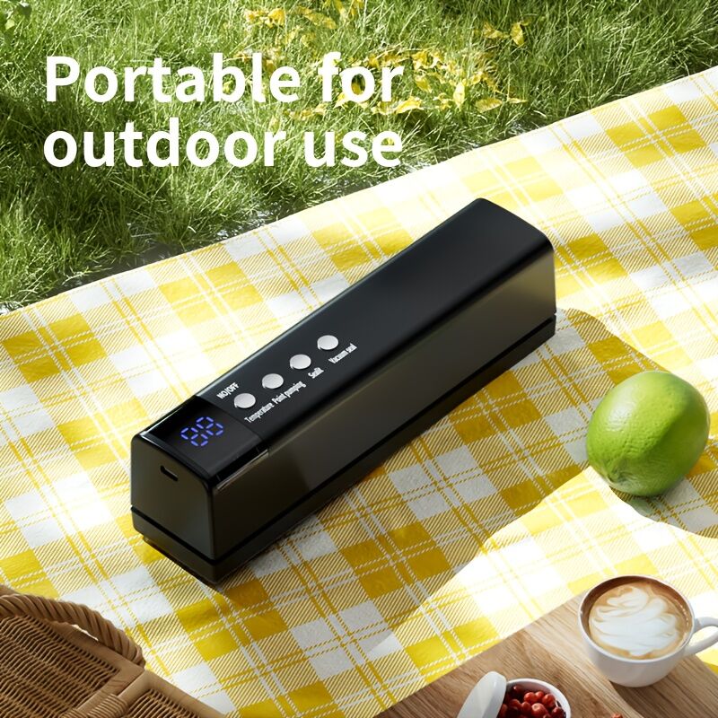 **1pc black Portable Wireless Vacuum Sealer｜USB Charging Compact Design, One-Touch Sealing for Long-Lasting Freshness, Ideal for Home & Outdoor Use** - Image 1