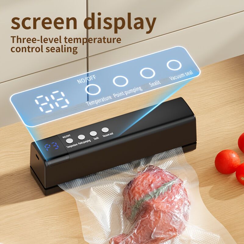 **1pc black Portable Wireless Vacuum Sealer｜USB Charging Compact Design, One-Touch Sealing for Long-Lasting Freshness, Ideal for Home & Outdoor Use** - Image 2
