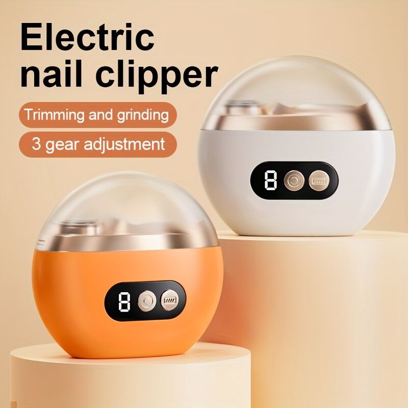 Smart Electric Nail Clipper 2-in-1 Polishing & Grooming Tool, USB Rechargeable, 500mAh Li-Polymer Battery. Features Anti-Cut Protection, Grinding, and Illumination. Suitable for Nail Trimming, Filing, Polishing, and Shaping. （orange） - Image 2
