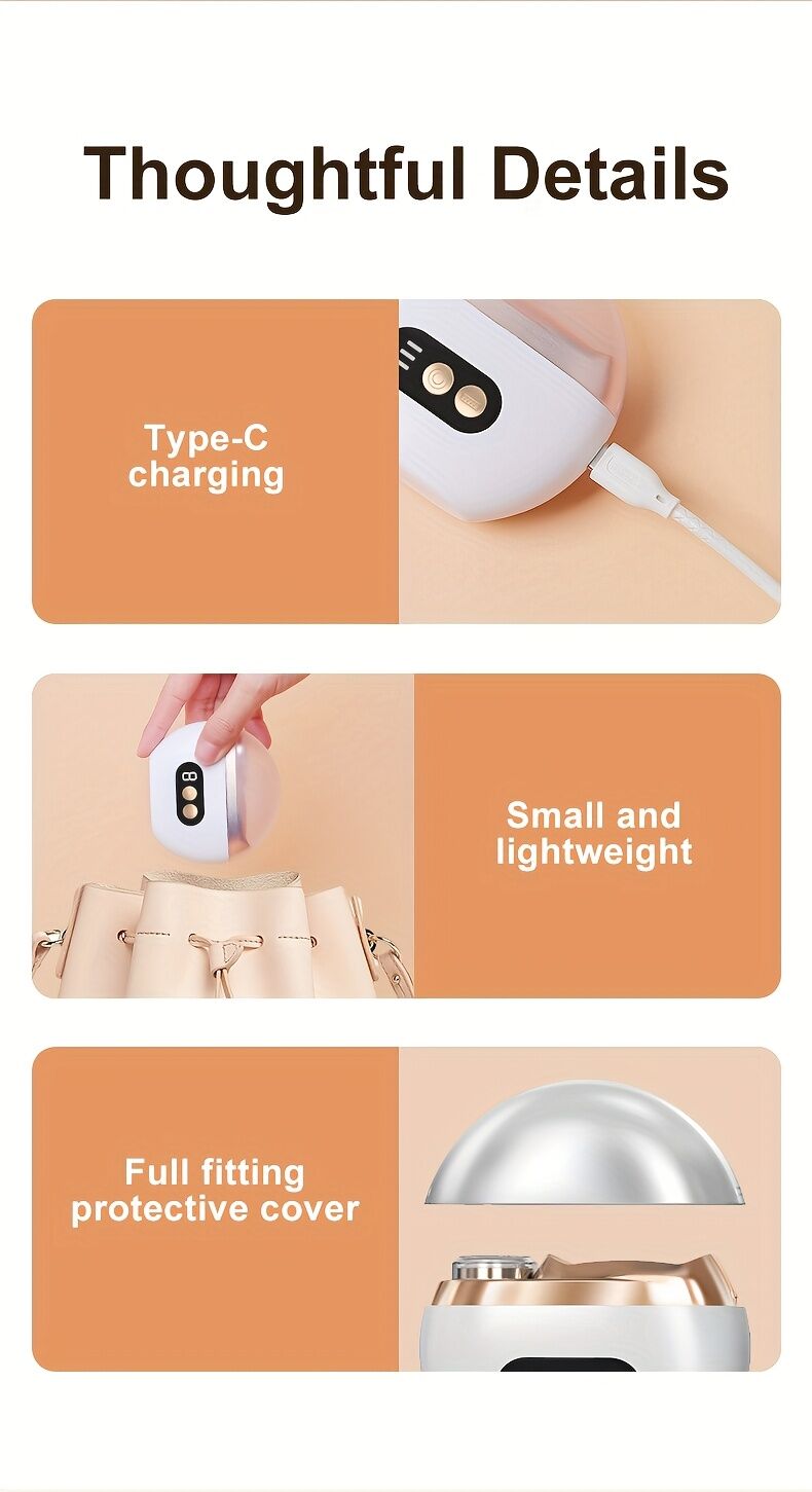 Smart Electric Nail Clipper 2-in-1 Polishing & Grooming Tool, USB Rechargeable, 500mAh Li-Polymer Battery. Features Anti-Cut Protection, Grinding, and Illumination. Suitable for Nail Trimming, Filing, Polishing, and Shaping. （orange） - Image 5