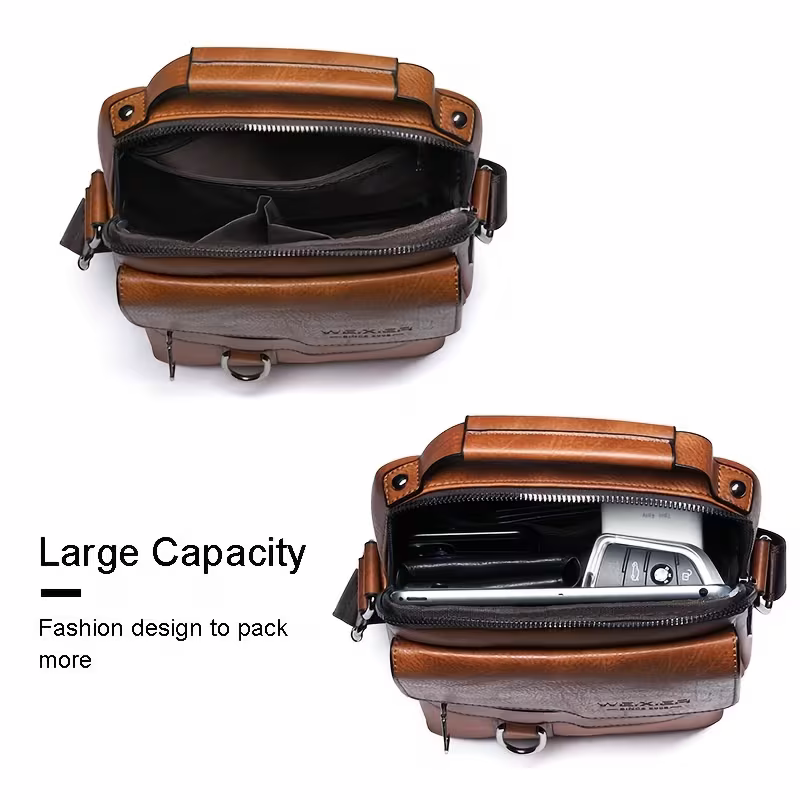 Men's retro crossbody Bag (brown) : High quality with multiple compartments, practical and versatile. It is the top choice for Father's Day, Valentine's Day and Christmas gifts - Image 5