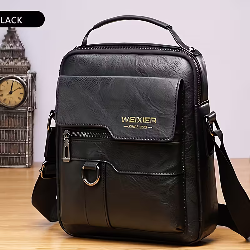 Men's retro crossbody bag (black) : High quality with multiple compartments, practical and versatile. It is the top choice for Father's Day, Valentine's Day and Christmas gifts - Image 1