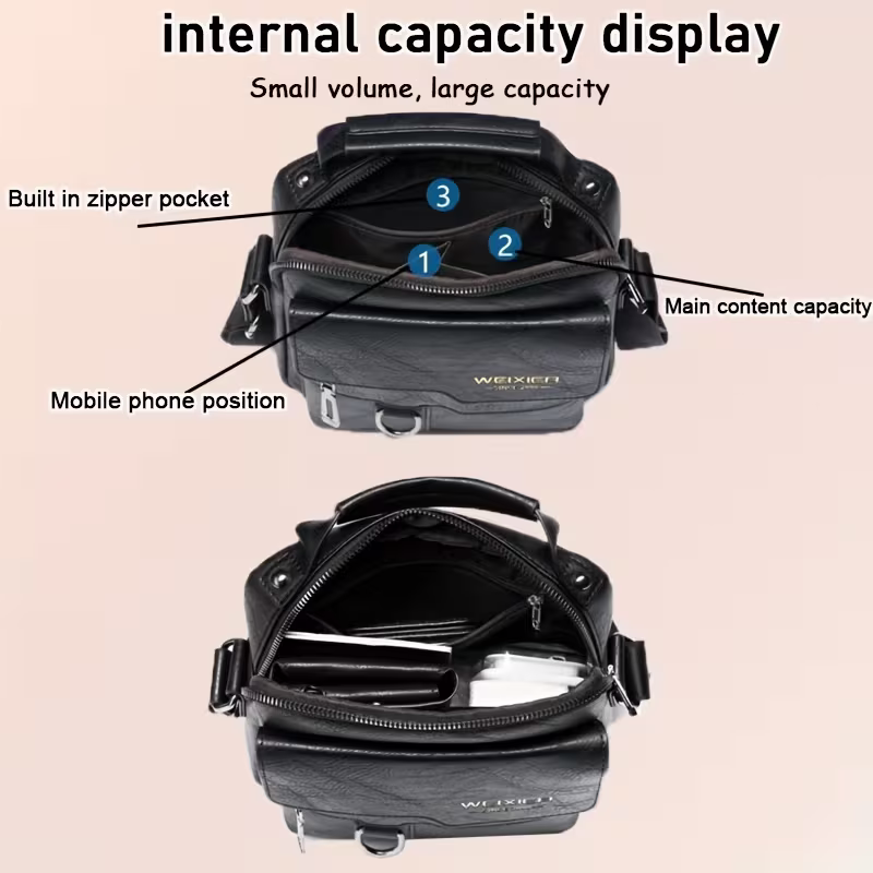 Men's retro crossbody bag (black) : High quality with multiple compartments, practical and versatile. It is the top choice for Father's Day, Valentine's Day and Christmas gifts - Image 2