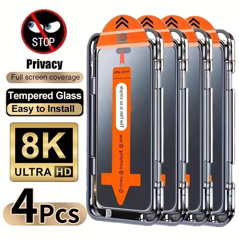 iPhone 15  Pro- 4-pack Full-screen Privacy Steel-Clad Glass Film - Image 1