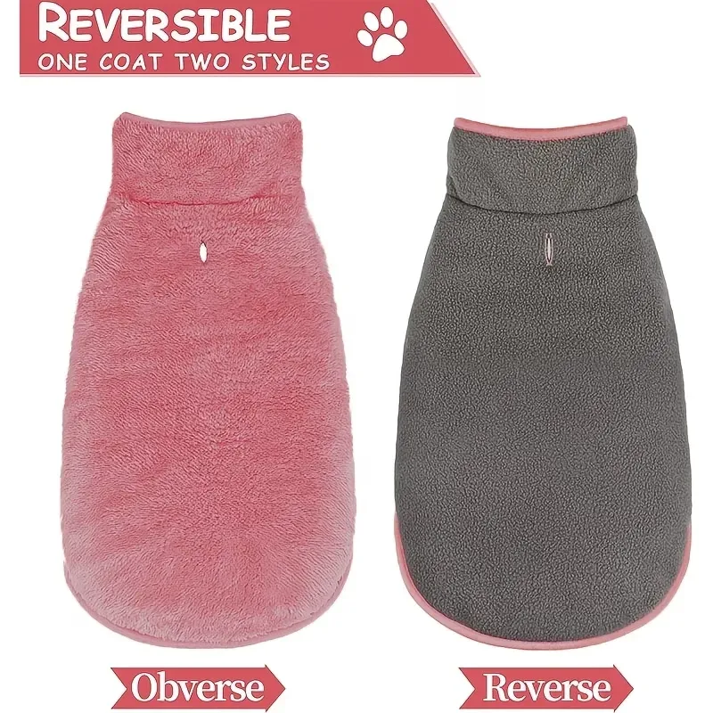 Double-sided fleece windproof and warm dog winter coat (pink/XXL) Snow dog jacket vest, large and medium-sized pet dog clothing - Image 5