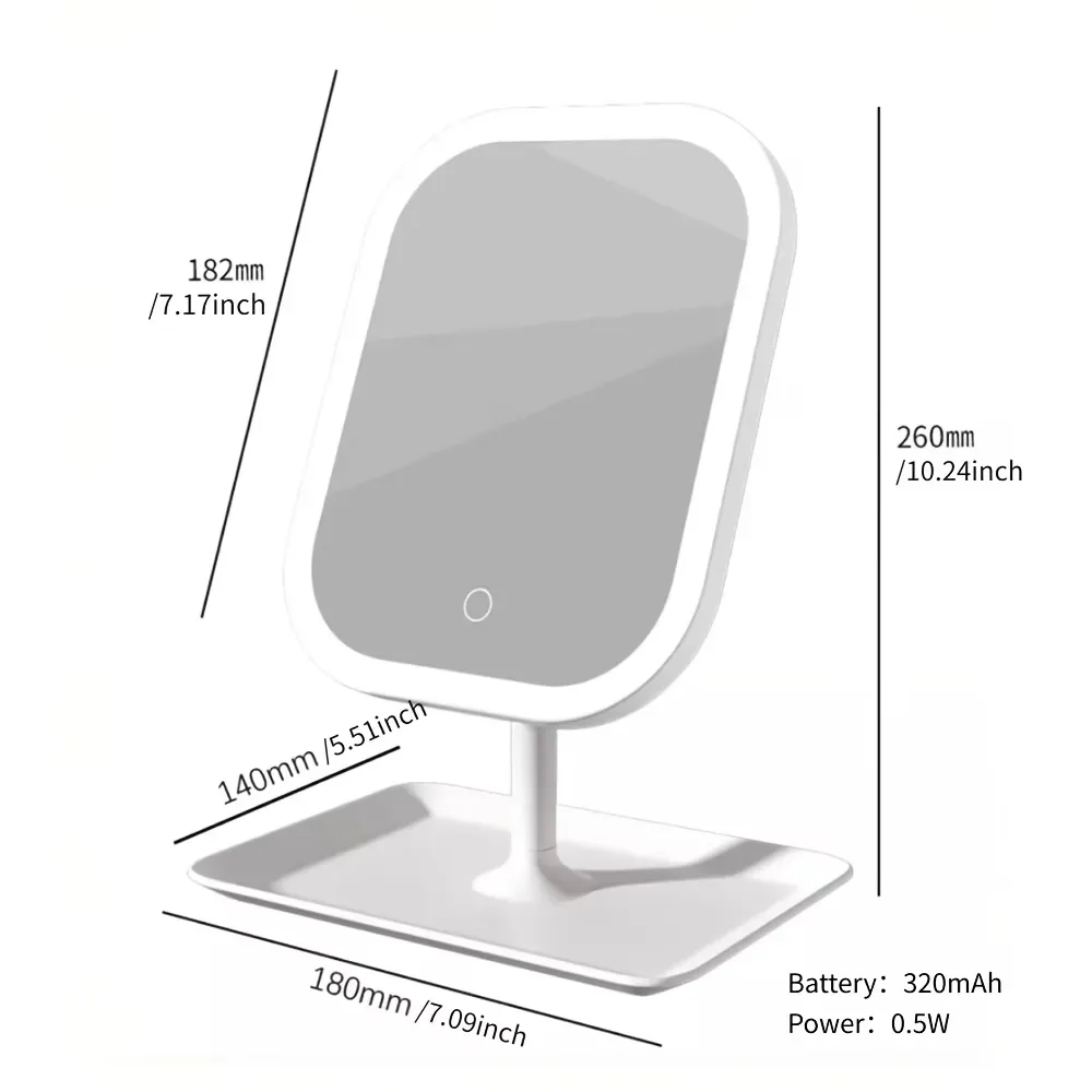 LED makeup mirror, portable travel mirror with foldable design and built-in lights, 3 lighting modes, intelligent adjustable light touch screen, USB rechargeable, portable illuminated beauty mirror, travel makeup stand with lights, bedroom makeup mirror, - Image 5