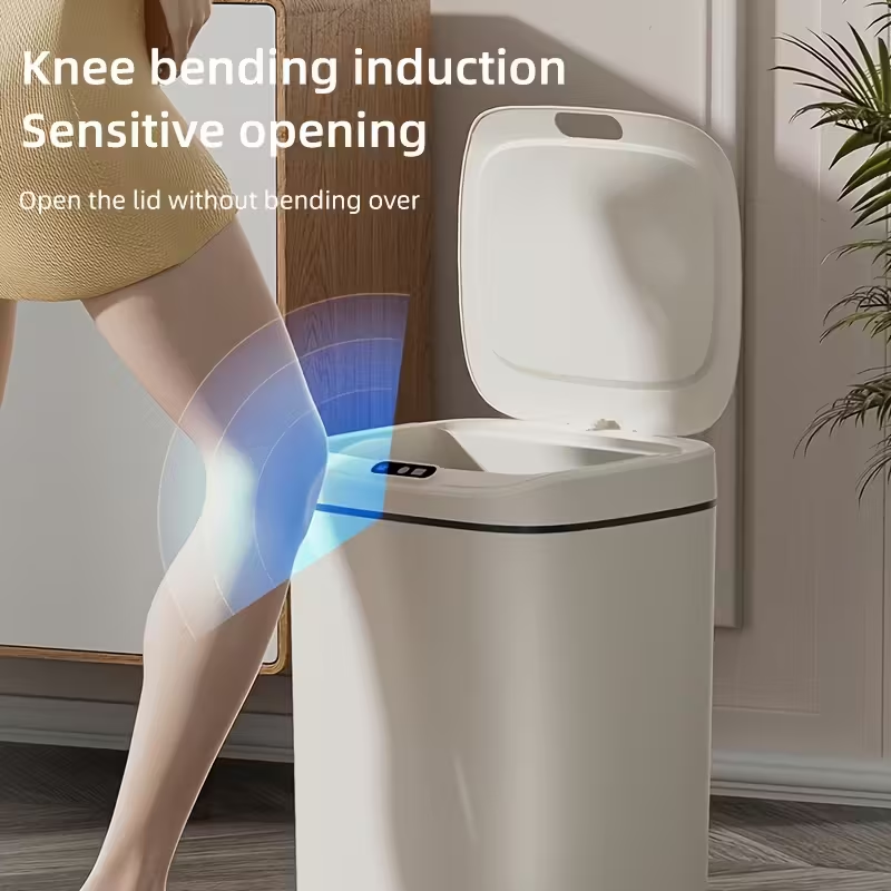 Intelligent sensor trash can, silent and gradual descent - odor-proof, multiple capacity options (14 liters), suitable for kitchens, bathrooms, living rooms, offices - battery-powered (requires AA batteries, batteries not included), waterproof rating: IPX - Image 2