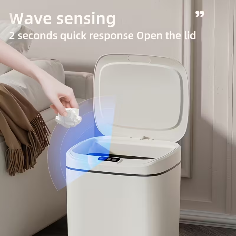 Intelligent sensor trash can, silent and gradual descent - odor-proof, multiple capacity options (14 liters), suitable for kitchens, bathrooms, living rooms, offices - battery-powered (requires AA batteries, batteries not included), waterproof rating: IPX - Image 3