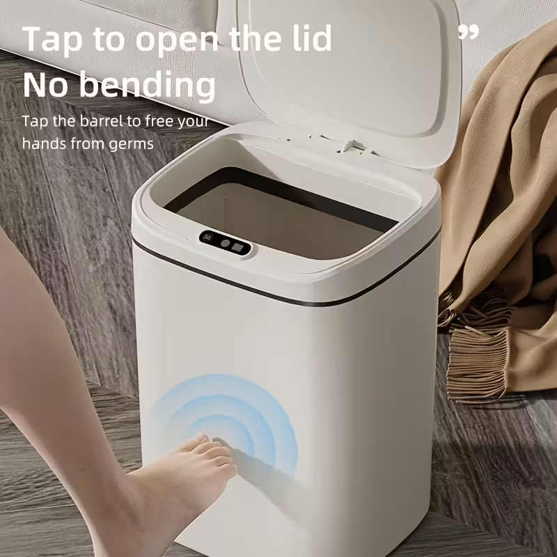 Intelligent sensor trash can, silent and gradual descent - odor-proof, multiple capacity options (14 liters), suitable for kitchens, bathrooms, living rooms, offices - battery-powered (requires AA batteries, batteries not included), waterproof rating: IPX - Image 4