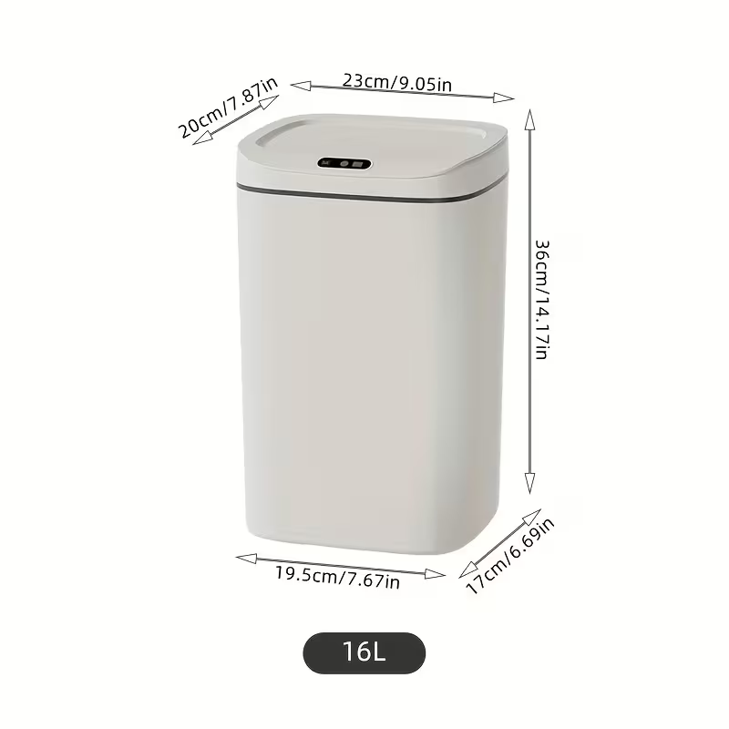 Intelligent sensor trash can, silent and gradual descent - odor-proof, multiple capacity options (14 liters), suitable for kitchens, bathrooms, living rooms, offices - battery-powered (requires AA batteries, batteries not included), waterproof rating: IPX - Image 5