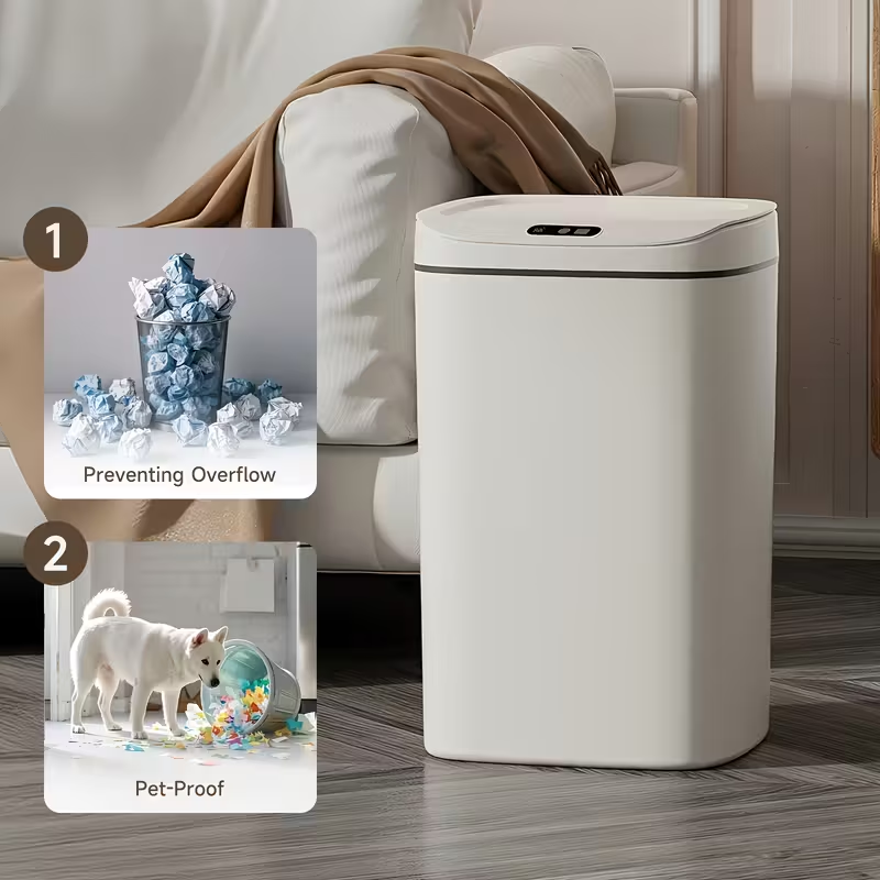 Intelligent sensor trash can, silent and gradual descent - odor-proof, multiple capacity options (14 liters), suitable for kitchens, bathrooms, living rooms, offices - battery-powered (requires AA batteries, batteries not included), waterproof rating: IPX - Image 7