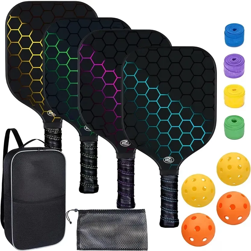 2 rackets, 4 balls, Pidike racket set (purple), fiberglass graphite Pidike racket set, ball equipment including balls, bags, accessories, rackets, suitable for beginners and professionals - Image 2