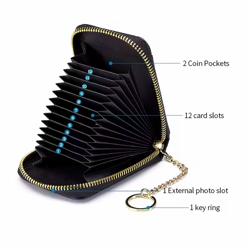 Casual style multi-compartment zipper wallet: Cards and loose change are neatly sorted - Image 2