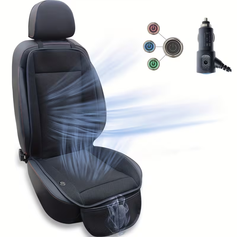 【3-Second Rapid Cooling · Low Noise and Silent】Ventilation Car Seat Cushion | Super Large Turbine Fan 360° Surrounding Cold Air | Self-developed Air Duct Design / Ice Silk Breathable Mesh Surface | Universal Fit for Small Cars, SUVs, Trucks, and MPVs | Su - Image 1