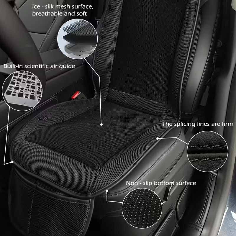 【3-Second Rapid Cooling · Low Noise and Silent】Ventilation Car Seat Cushion | Super Large Turbine Fan 360° Surrounding Cold Air | Self-developed Air Duct Design / Ice Silk Breathable Mesh Surface | Universal Fit for Small Cars, SUVs, Trucks, and MPVs | Su - Image 2