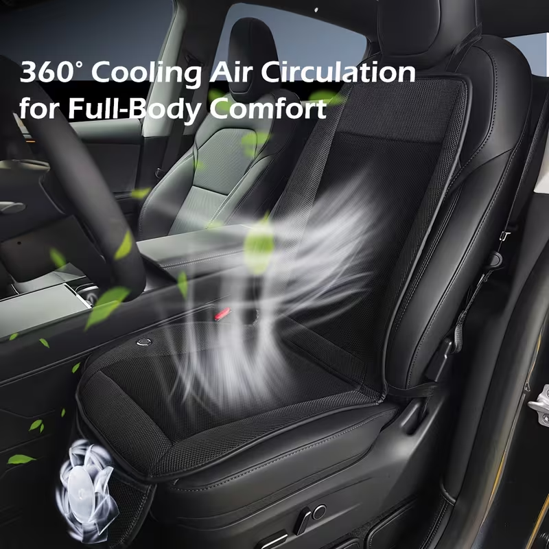 【3-Second Rapid Cooling · Low Noise and Silent】Ventilation Car Seat Cushion | Super Large Turbine Fan 360° Surrounding Cold Air | Self-developed Air Duct Design / Ice Silk Breathable Mesh Surface | Universal Fit for Small Cars, SUVs, Trucks, and MPVs | Su - Image 3