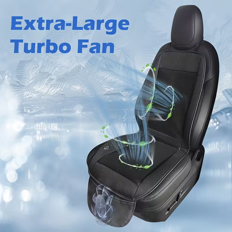 【3-Second Rapid Cooling · Low Noise and Silent】Ventilation Car Seat Cushion | Super Large Turbine Fan 360° Surrounding Cold Air | Self-developed Air Duct Design / Ice Silk Breathable Mesh Surface | Universal Fit for Small Cars, SUVs, Trucks, and MPVs | Su - Image 4