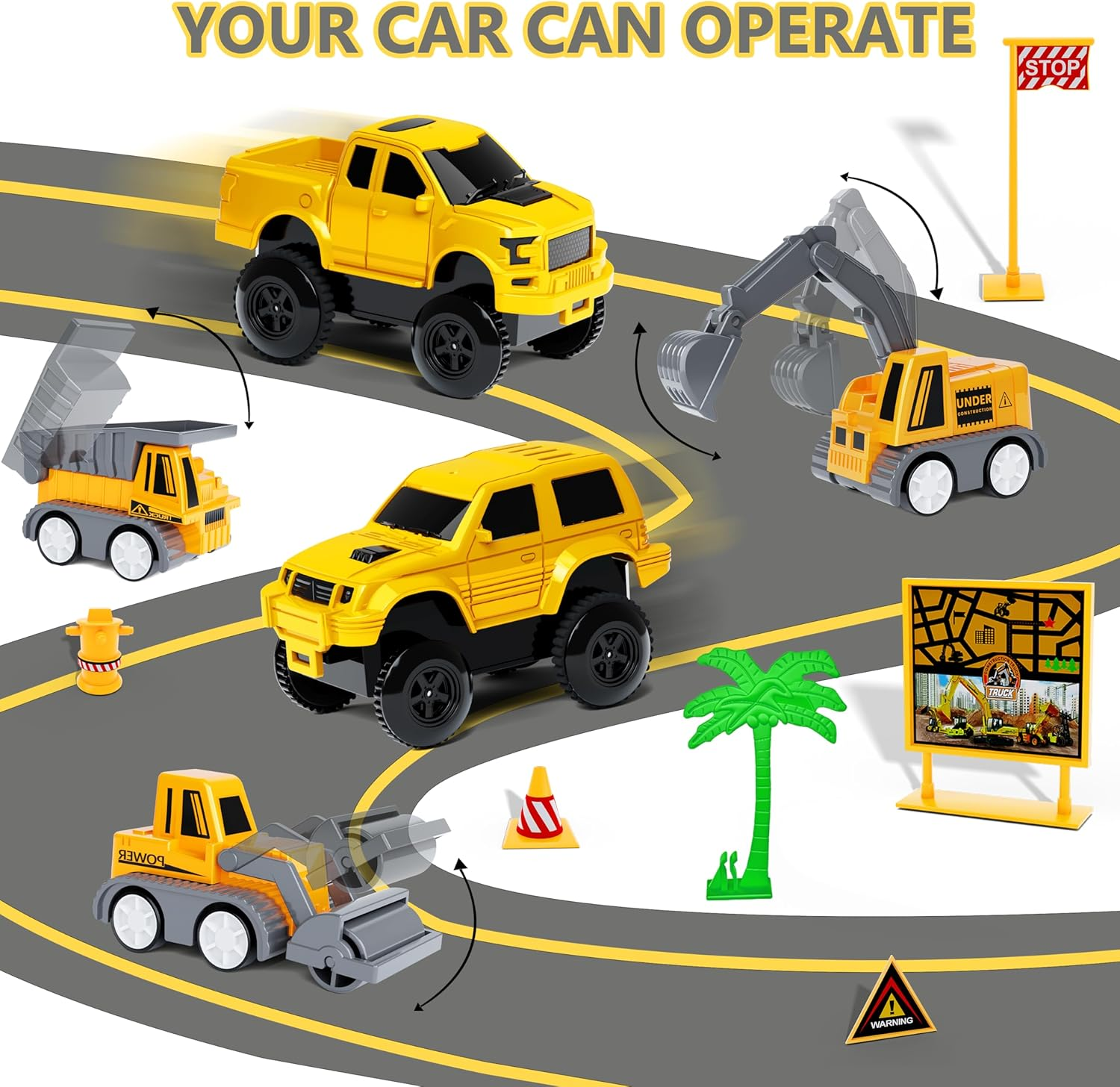 343 track-building sets, track-course - STEM learning toys, construction vehicles (concrete mixers, dump trucks), Track-birthday/Christmas gifts for boys - Developing motor skills and creativity - Compatible with the major - Image 4