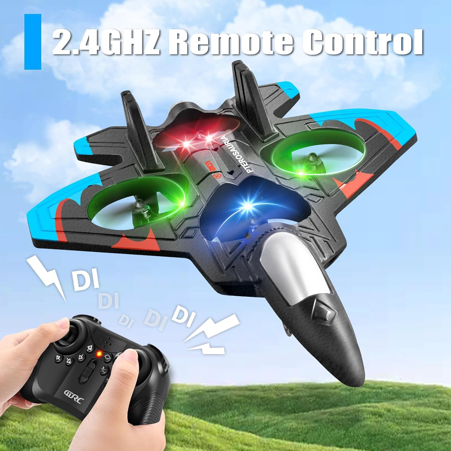 Global Hit K500Max Toy RC Drone - Hand Launch / One-Key Takeoff, 360° Stunt Flips. Equipped with a multi-function remote controller for easy control, featuring headless mode, stable hovering, adjustable speed settings, and cool colorful LED lights. Delive - Image 4