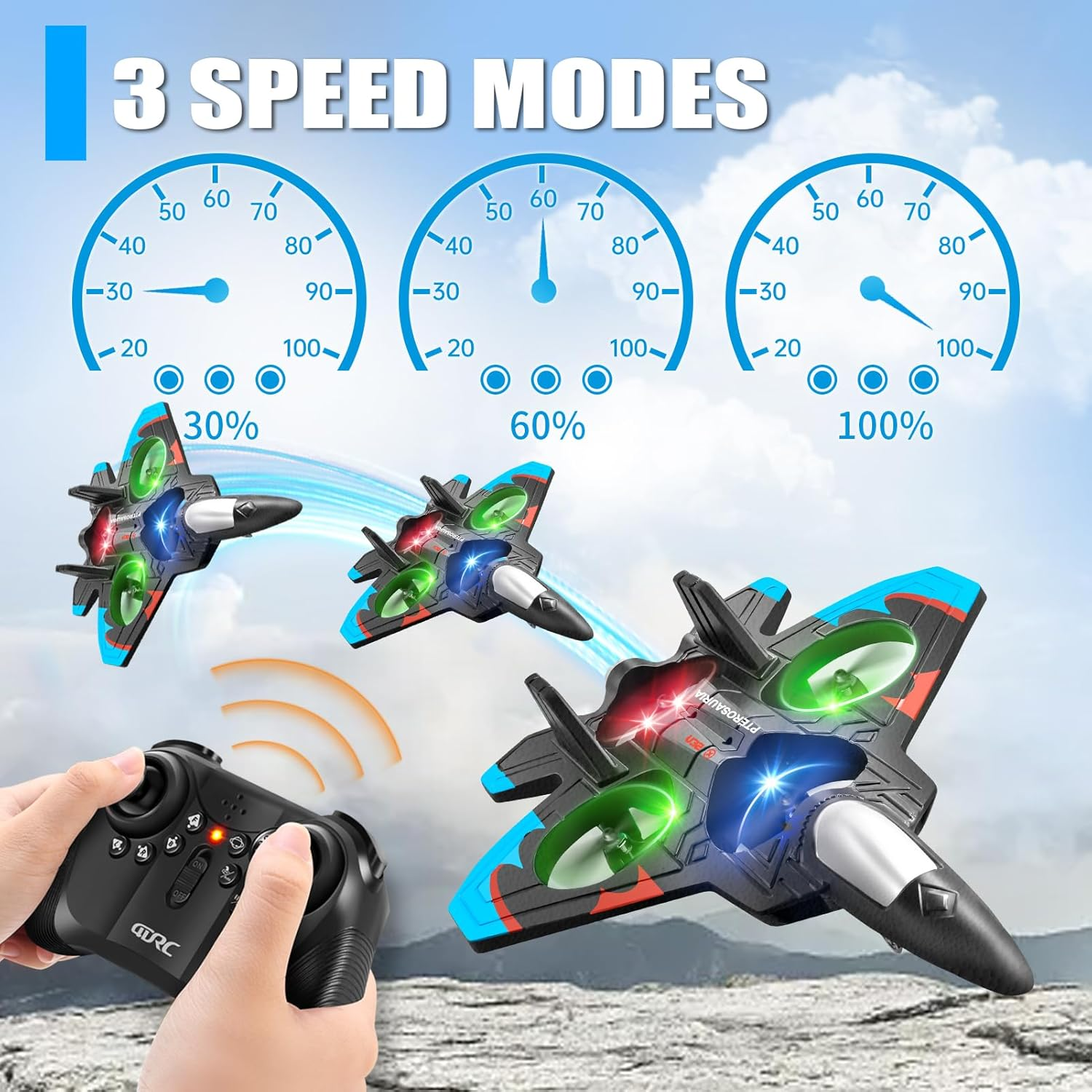 Global Hit K500Max Toy RC Drone - Hand Launch / One-Key Takeoff, 360° Stunt Flips. Equipped with a multi-function remote controller for easy control, featuring headless mode, stable hovering, adjustable speed settings, and cool colorful LED lights. Delive - Image 5