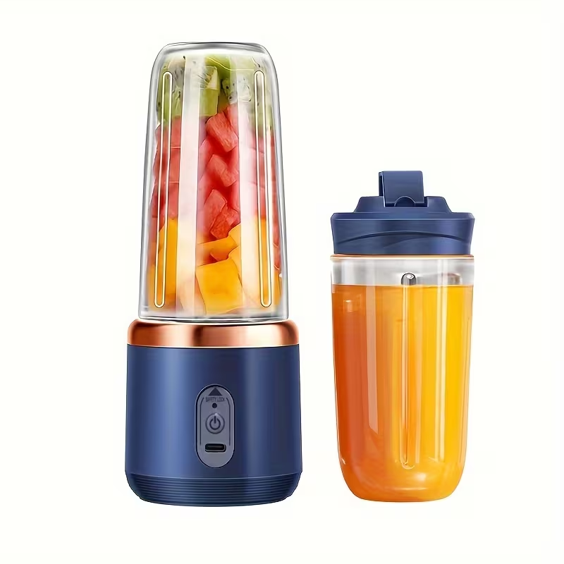 The household portable juicing cup (double cups) is the top choice for wholesale cross-border sales. This multi-functional juicer measures 19.51 centimeters in size and is an excellent gift suitable for various occasions (such as Valentine's Day, Thanksgi - Image 1