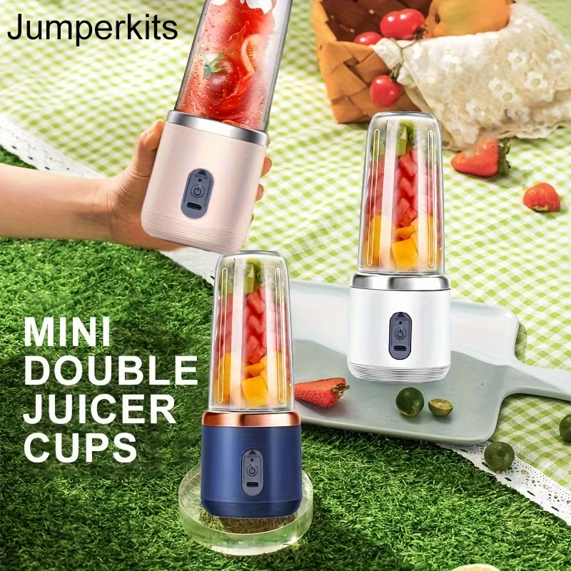 The household portable juicing cup (double cups) is the top choice for wholesale cross-border sales. This multi-functional juicer measures 19.51 centimeters in size and is an excellent gift suitable for various occasions (such as Valentine's Day, Thanksgi - Image 2