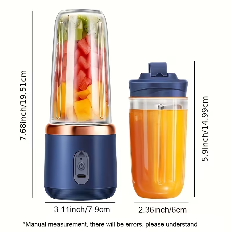 The household portable juicing cup (double cups) is the top choice for wholesale cross-border sales. This multi-functional juicer measures 19.51 centimeters in size and is an excellent gift suitable for various occasions (such as Valentine's Day, Thanksgi - Image 3