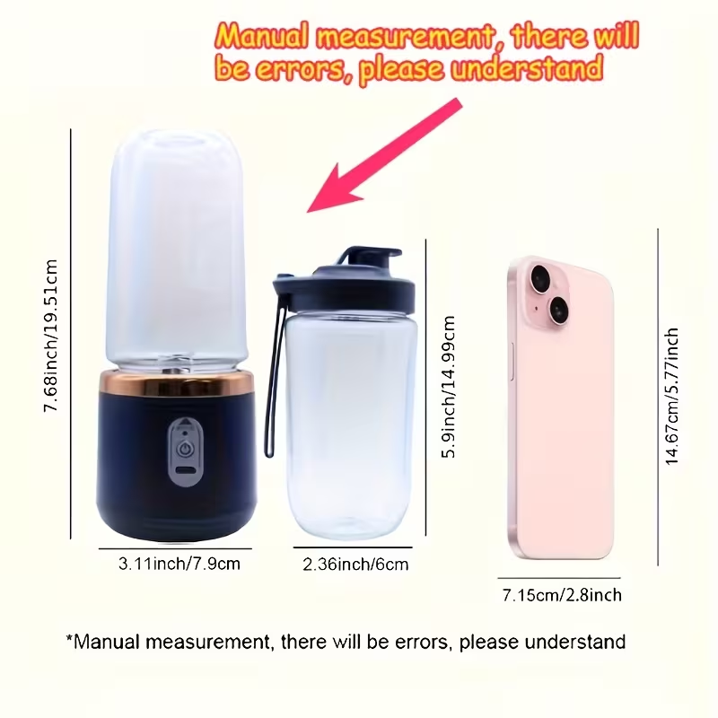 The household portable juicing cup (double cups) is the top choice for wholesale cross-border sales. This multi-functional juicer measures 19.51 centimeters in size and is an excellent gift suitable for various occasions (such as Valentine's Day, Thanksgi - Image 4