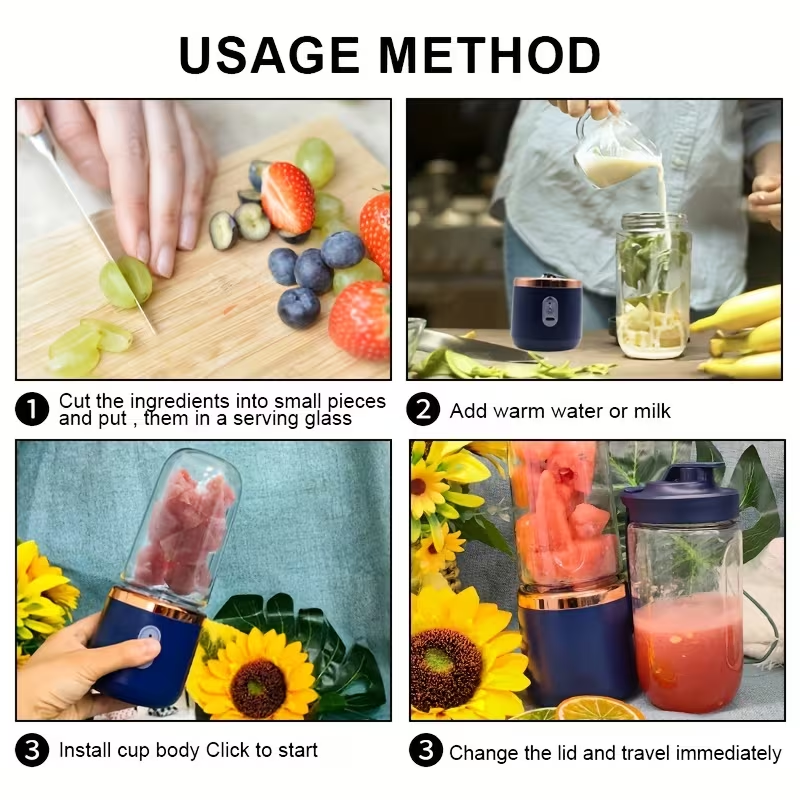 The household portable juicing cup (double cups) is the top choice for wholesale cross-border sales. This multi-functional juicer measures 19.51 centimeters in size and is an excellent gift suitable for various occasions (such as Valentine's Day, Thanksgi - Image 6